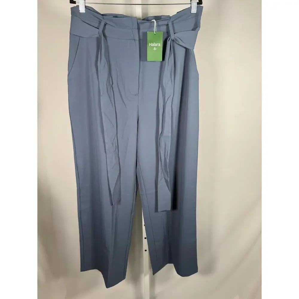 NWT Halara High Waisted Belted Pocket Wide Leg Work Pants Deep Sea Gray Blue XL - Picture 2 of 13